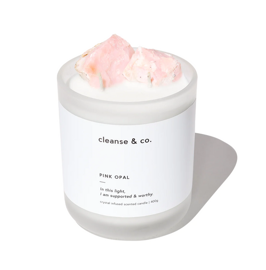 PINK OPAL CRYSTAL CANDLE (400g)